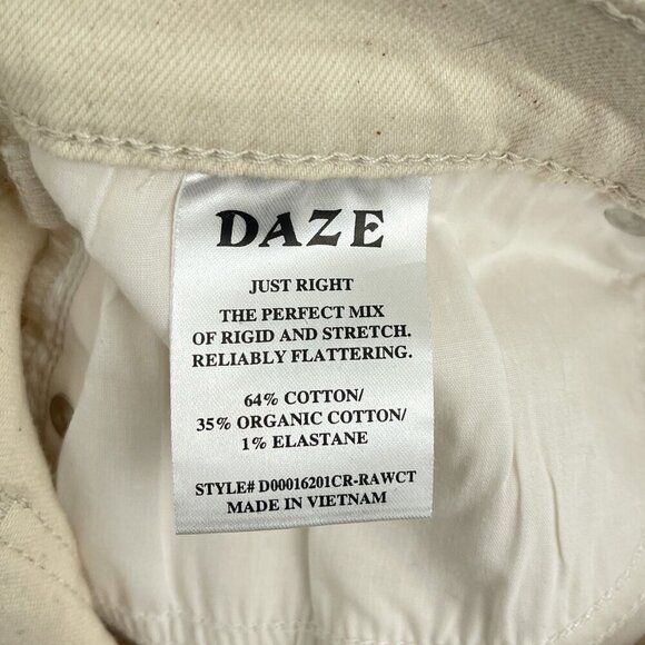 NWT Daze Shy Girl In Raw Cut-Off High Rise Crop Flare Jeans Beige Womens 31 - Picture 9 of 16